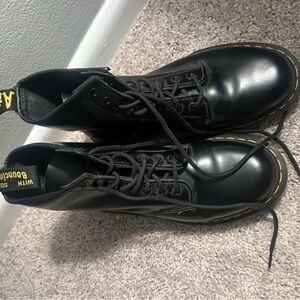 Dr. Martens Black Boots with Yellow Stitching